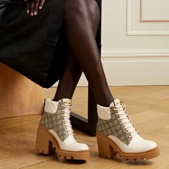 NEW GUCCI Apollo GG Supreme Canvas Leather Platform Ankle Bootie EU 41.5/US 11.5 - Picture 3 of 15